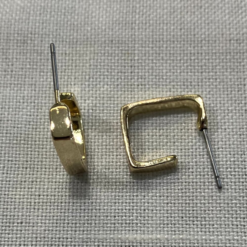 Gold Colored Square Earrings EUC